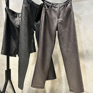 Pantalon d'hiver pour homme en cuir véritable noir, respirant, mi-lourd, avec fermeture éclair, plissé devant, coupe droite, taille mi-haute, style motard - Product Image 6