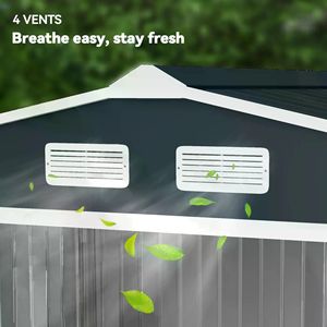 Grande Capanno da Giardino per Esterni, Casetta Attrezzi Moderna Industriale in PVC Ecologico e Acciaio Zincato Impermeabile per Deposito Biciclette - Product Image 4