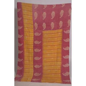 Couverture Kantha Imprimée Faite à la Main Lavinas, Motif Floral Indien, en Coton Lavable, Écologique, Style Bohème Vintage, Couvre-lit Réversible - Product Image 1