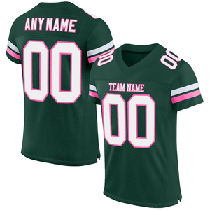 Maillot de football américain vert personnalisé pour homme, col en V, manches courtes, impression sublimée, nom et numéro de l'équipe 00, maille respirante, adulte - Product Image 1