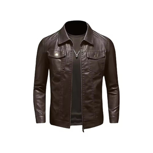 Custom Men's <b>Leather</b> <b>Jacket</b> Minimalist Zip Up Slim Fit Casual Fashion Premium Plain Modern <b>Jacket</b> - Product Image 2