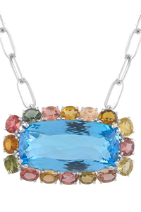 Colgante de Topacio Azul y Turmalina Multicolor en Plata de Ley 92.5 KLSP-50588 - Product Image 4