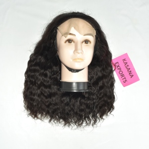 Perruque sans colle en cheveux naturels, frontale en dentelle, noire naturelle, lisse, pré-épilée, avec dentelle transparente, couverture complète, cheveux indiens Remy, fabriquée à la machine - Product Image 5