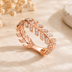 Olive Leaf Leaf-shaped Multi-row Rose Gold <b>Fine</b> <b>Rings</b> for Women - Product Image 4