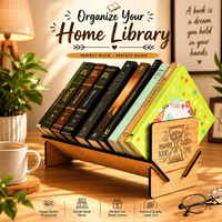 Étagère à livres moderne en bois pour table |   Support d'organisation de livres découpé au laser |   Élégant support de rangement de bureau pour livres, dossiers et magazines