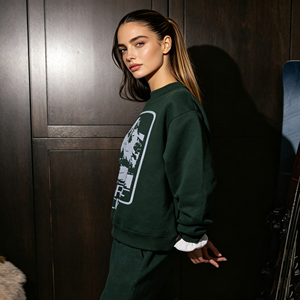 Sudadera Larga con Capucha Verde para Mujer, Estilo Y2K, con Estampado de Letras, Corte Regular, Tejido de Algodón, Manga Larga, Invierno, Logotipo Frontal - Product Image 5