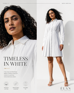 Robe chemise en coton blanc pour femmes, manches longues, plissée, mini-robe décontractée, confortable, élégante, chemisier pour femmes, robe d'été - Product Image 6