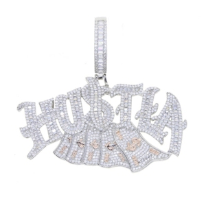 Pendentif Hustla Money entièrement serti de pierres - Pendentif en argent 925 avec moissanite, pièce maîtresse Hip Hop, pendentif en argent avec moissanite personnalisé - Product Image 5