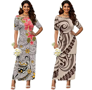 Vestido Polinesio Informal, Puletasi Samoano, Vestidos Elegantes de Estilo Isleño para Mujer - Product Image 6