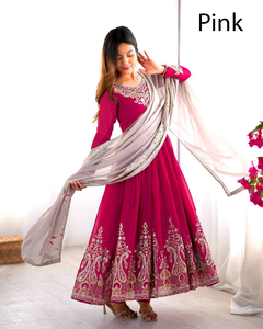 Vestido Anarkali de estilo tradicional indio, con bordado de lentejuelas en georgette, traje Pishwas de diseñador para mujer con dupatta, listo para usar. - Product Image 4