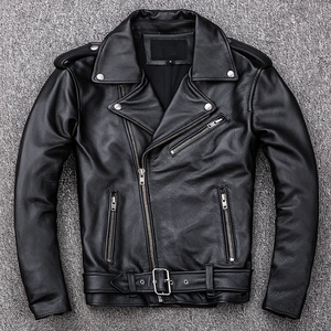 Chaqueta de Motociclista Personalizada para Hombre, de Piel de Oveja Genuina, Corte Ajustado, Estilo Punk, con Cremallera Asimétrica, Venta al Por Mayor - Product Image 4