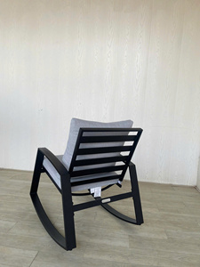 Silla Mecedora Moderna de Alta Gama con Estructura de Aluminio para Exteriores, con Cojín Gris, Muebles de Jardín para Villa, Patio, Piscina - Product Image 6