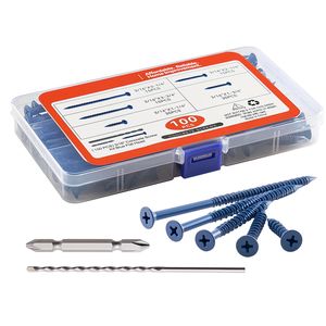 100 PZ Viti per Calcestruzzo da 3/16 Pollici, 5 Lunghezze Diverse, Testa Phillips, Viti per Muratura, Punte da Trapano in Acciaio al Carbonio Blu, Ancoraggi per Calcestruzzo - Product Image 4
