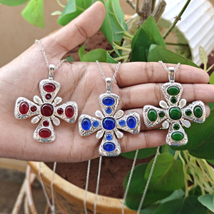 จี้กางเขนวินเทจลายทองเหลืองชุบเงิน 18k ขายดีที่สุด พร้อมขายส่ง จี้หินหยกมุกแฟชั่นดีไซน์โดดเด่นไม่ซ้ำใคร - Product Image 6