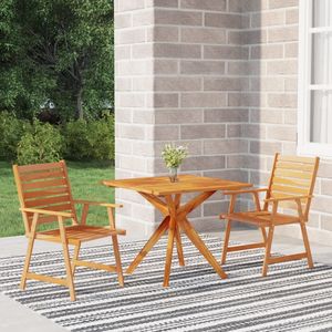 Conjunto de Comedor de Jardín de Madera de Acacia Sólida y Duradera, Natural y Elegante - Product Image 1