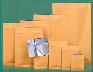 Sacs d'emballage en papier kraft brun de qualité alimentaire à trois côtés scellés, refermables, avec intérieur en aluminium - Product Image 4