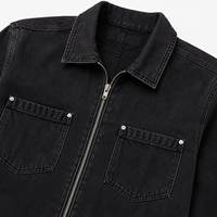 Veste de travail en jean noir sur mesure pour hommes, veste en jean zippée en coton, fabricant OEM ODM, marque privée