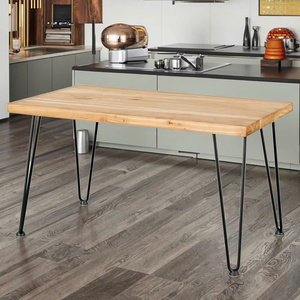 Table basse moderne en bois durable avec pieds en forme d'épingles à cheveux noires, design minimaliste pour salon, entrepôt et usage scolaire - Product Image 4
