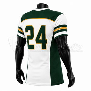 Uniforme de Fútbol Americano Personalizado Verde, Blanco y Dorado, Ropa Deportiva Transpirable de Alto Rendimiento, OEM ODM - Product Image 4