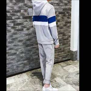 Survêtement de sport pour homme en velours bleu, personnalisable avec logo, marque privée, à la mode, avec fermeture éclair - Product Image 3