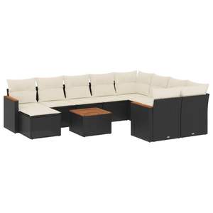Ensemble de canapés de jardin modulaires en rotin PE noir, 11 pièces - Product Image 2