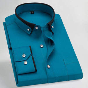 Chemise d'affaires en coton tissé de qualité supérieure pour hommes, manches longues, tenue de bureau formelle, chemise habillée classique confortable - Product Image 5