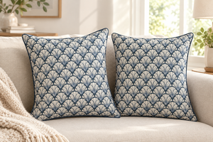 New Ridhi Modern Farmhouse Decorative Cotton Throw <b>Pillow</b> Covers Ridhi <b>Navy</b> Blue Shell Print Thanksgiving <b>Pillows</b> - Product Image 3