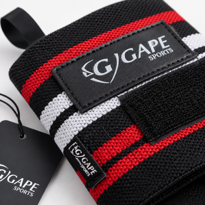 สายรัดข้อมือ GAPE SPORTS ไนลอน สีดำแดงขาวลายทาง ปิดด้วยแถบตีนตุ๊กแก สำหรับยกน้ำหนัก ราคาขายส่ง OEM ราคาถูก - Product Image 6