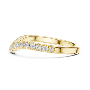 Yellow Gold Lab Grown Diamond Curved Wedding Band Contoured Pavé <b>Stacking</b> <b>Ring</b> Women's Fine Jewelry Matching <b>Ring</b> - Product Image 3