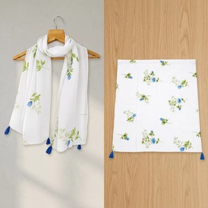 Women's Fashion Lightweight Tassel Shawl - <b>Floral</b> Screen Digital Print Poly Linen <b>Scarf</b> Soft Wrap - Product Image 1