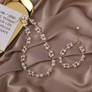 Pulsera de Perlas de Agua Dulce con Diseño de Patchwork, Collar de Perlas Envueltas en Cristal, Diseño Exclusivo, Collar de Cristal de Agua Dulce - Product Image 2