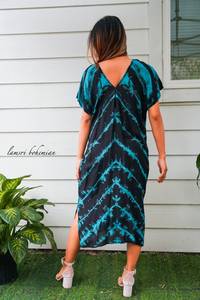 Nuevo diseño de moda Tie Dye Maxi vestido multicolor patrón sólido estilo lindo manga Lino cintura Natural vacaciones orden modelo - Product Image 3