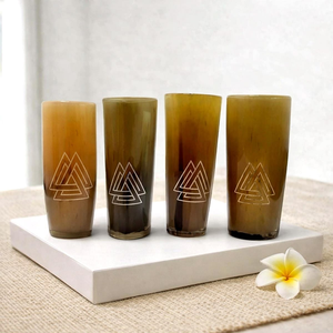 Verre à café et à vin en corne de vache de qualité supérieure, fait main, écologique, durable, design rustique traditionnel pour la maison et les bars. - Product Image 1