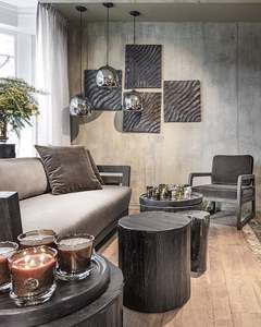 Greyed Teak Wood Coffee <b>Table</b> With Doors Round <b>Rustic</b> <b>Side</b> <b>Table</b> Accent Furniture Living Room Home Interior Decor - Product Image 2
