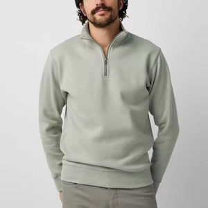 New Custom Men's 100% Cotton Half Zip Sweatshirt Durable Sustainable Pullover with Stand Collar and Embroidery for Winter - Product Image 5