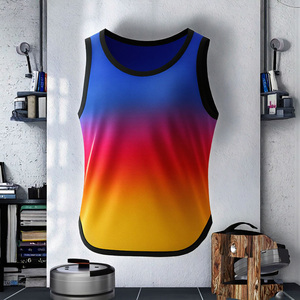 เสื้อกล้ามออกกำลังกายผู้ชายแบบไล่เฉดสีรุ้งสำหรับขายส่ง รับผลิตแบบ OEM สำหรับธุรกิจ B2B - Product Image 3