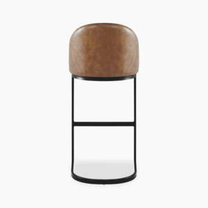 Bar <b>stools</b> made of iron legs <b>with</b> foam seats and <b>backs</b> covered in synthetic leather in custom colors for indoor and outdoor use - Product Image 4