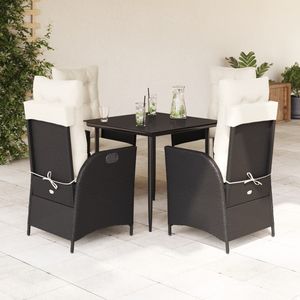 Set da pranzo da giardino in rattan PE nero e crema, 5 pezzi, mobili da esterno per patio o giardino - Product Image 1