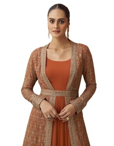 Modest Embroidery Work Polyester Chinon Women Party Evening Floor Length <b>Dress</b> Middle East <b>Long</b> Sleeves Arabic Luxury Abaya - Product Image 2