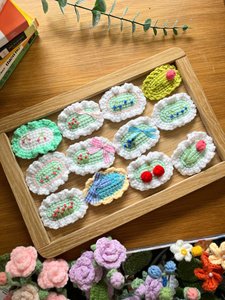 Handmade Crochet Christmas Hair Clips Floral <b>Pattern</b> Yarn <b>Knitting</b> Diy Set Assorted Colors Cartoon Theme - Product Image 3