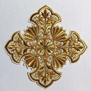 Badge Croix d'Église, Décoration Religieuse pour Vêtement Liturgique, Applique Faite Main en Fil de Broderie, À Coudre, Badge Personnalisé - Product Image 2