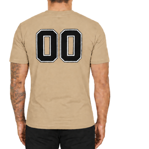 T-shirt ajusté beige sable pour homme, manches courtes, col rond, imprimé personnalisé, coupe slim, décontracté, en coton, vente en gros, streetwear, sport - Product Image 2