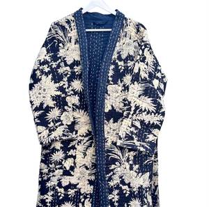 Printed Kantha Jacket for Women Handmade Cotton Indian Quilted <b>Robe</b> with Floral Pattern Long Winter <b>Coat</b> - Product Image 1