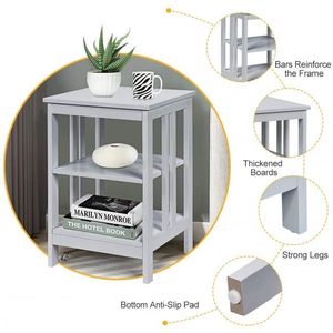 Set of 2 Multifunctional 3-Tier <b>Console</b> Tables Nightstand & Sofa Side Table with Reinforced Bars for Stability - Product Image 2