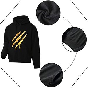 Conjunto Deportivo Unisex Negro con Capucha y Estampado de Garra Dorada, Pantalones Largos, Ropa Casual de Otoño, 100% Algodón Transpirable, Corte Regular 2026 - Product Image 6