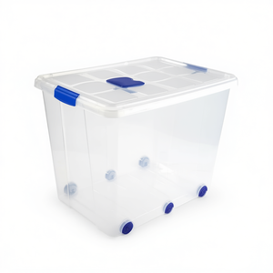 Contenitore di Stoccaggio Originale 86 L, Cesto in Plastica Trasparente con Ruote per Organizzazione Domestica - Product Image 2