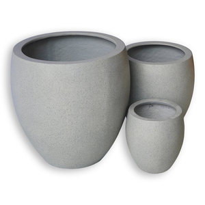 Jardinière ronde en fibre de verre écologique, design minimaliste pour intérieur, nouveau pot à fleurs ALMELO, ensemble de 5 L, léger, résistant aux intempéries - Product Image 1
