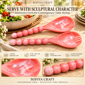 SOFIYA CRAFT Ensemble de service à salade moderne en résine fait main, cuillère et fourchette plaquées or rose, manche long poli miroir, capacité 10 ml, pour mariage - Product Image 2