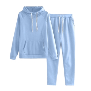 Ensemble jogging pour femmes grandes tailles, sweat-shirt et pantalon de jogging en coton uni, décontracté, respirant, personnalisé - Product Image 2