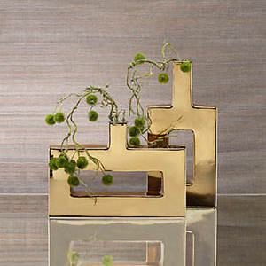 Modern Silver Metal Decorative <b>Vase</b> Set Geometric Hollow Tabletop Flower <b>Vase</b> Home Decor Accent Piece - Product Image 3